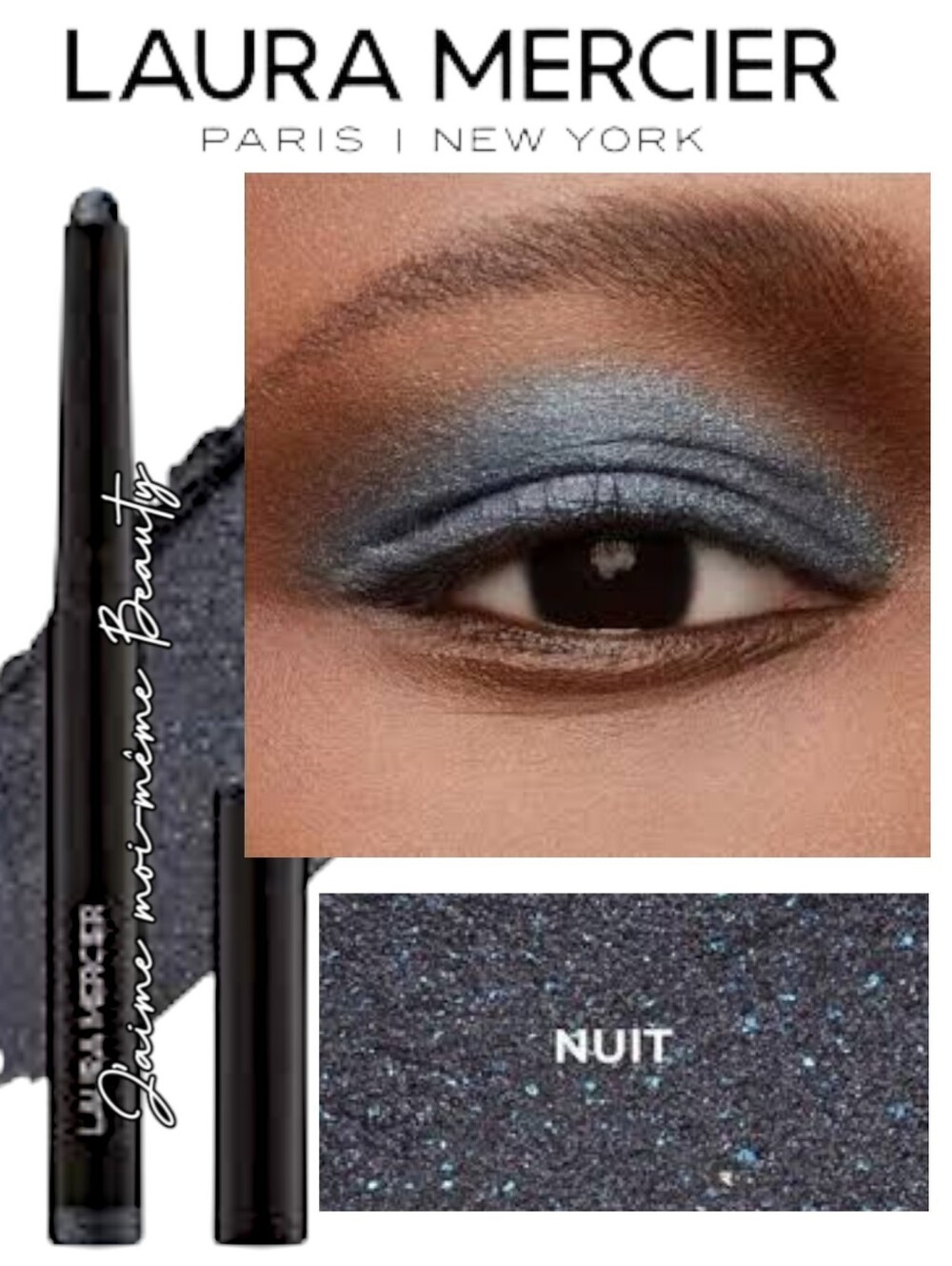 Laura Mercier Nuit Cream Eyeshadow Stick - Cool Toned Blue Gray Shimmer